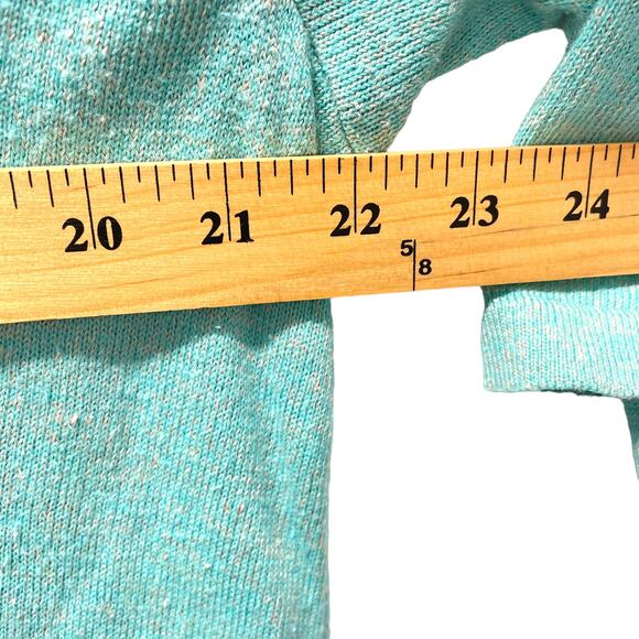J Jill Blue Aqua Teal Split Neck 3/4 Sleeve Tunic Sweater Coastal Beachy L - Picture 5 of 7